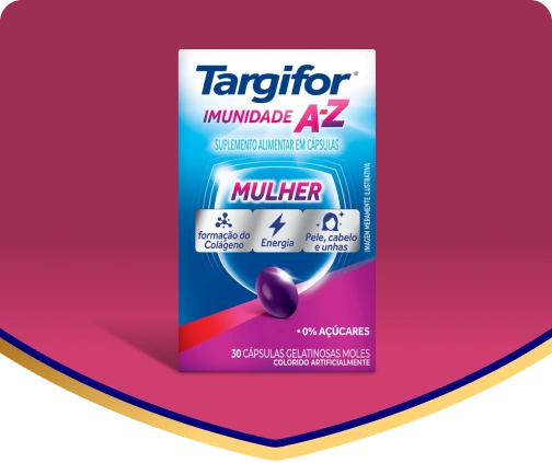 Embalagem do suplemento Targifor Imunidade A-Z Mulher