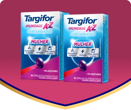 Embalagem do suplemento Targifor Imunidade A-Z Mulher